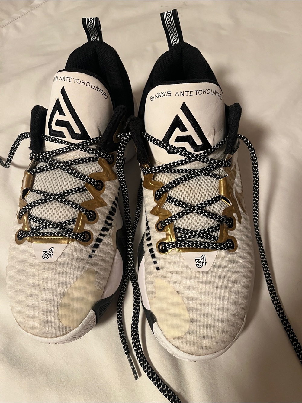 Nike Giannis Black White and Gold Basquetball